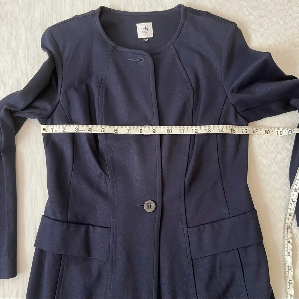 CAbi Navy Lido Ponte Knit Long Blazer Jacket 5093